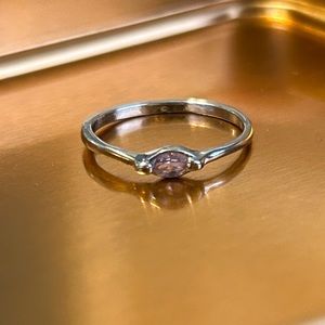 Simple silver ring with pale pink stone